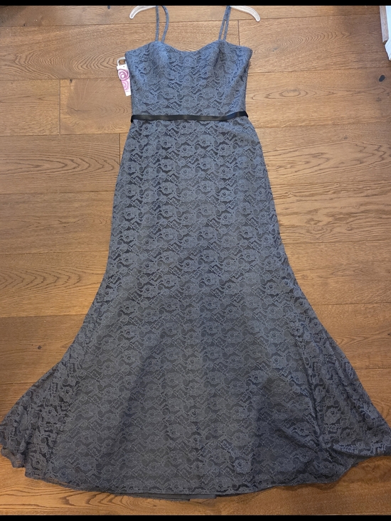 Dresses & Skirts - Formal, Prom- Lace Spaghetti-Strap Maxi Dress in Charcoal Gray